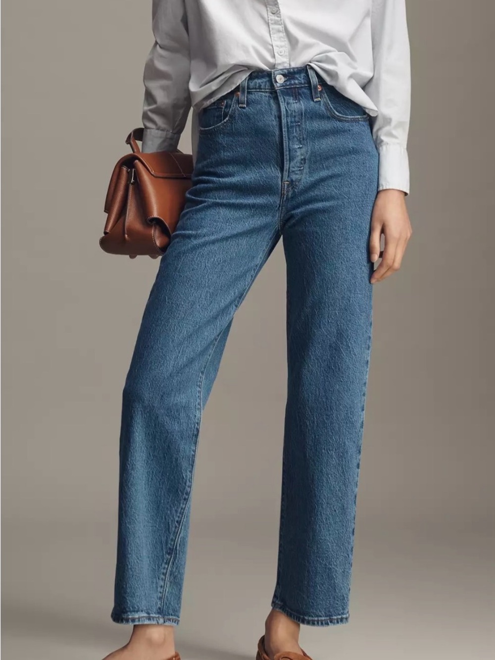 LEVI'S RIBCAGE SUPER HIGH-RISE STRAIGHT-LEG ANKLE JEANS : Size 29